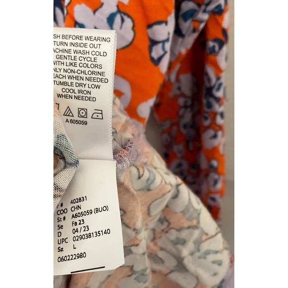 LOGO Lori Goldstein Womens Orange Floral Cotton Modal Long Sleeve Top L - Picture 5 of 9